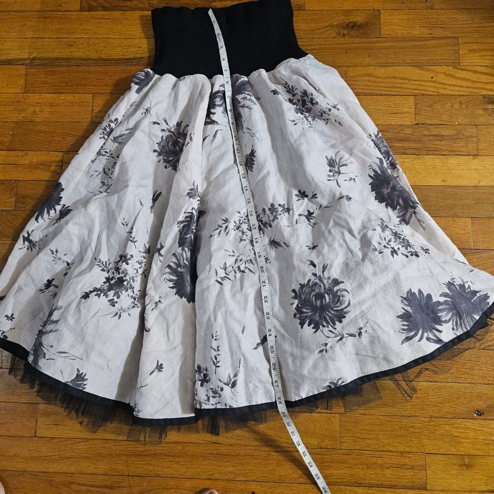 Cooper by Trelise White Black Floral A Line Skirt Small Linen Blend - Picture 2 of 7